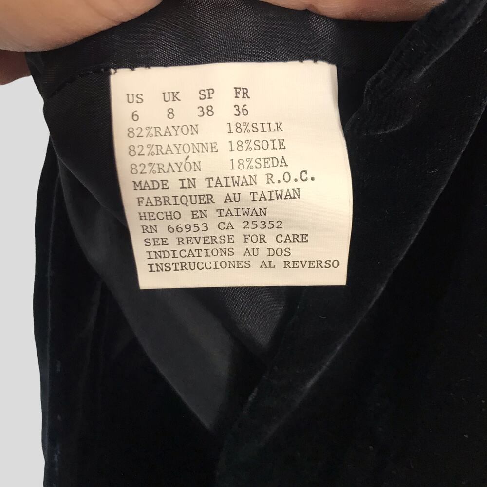 VTG Theomiles black velvet silk blend sleeveless cocktail dress size 6 - Picture 7 of 9